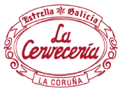 Logo La Cervecería blanco y rojo