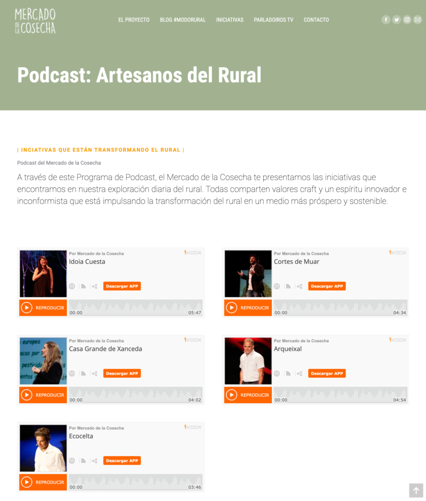 Landing web - Podcast Mercado de la Cosecha 'Artesanos del Rural'